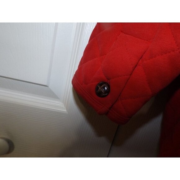 Talbots Petites PP Red Quilted Cotton Jacket Pockets Button Up - Picture 8 of 9